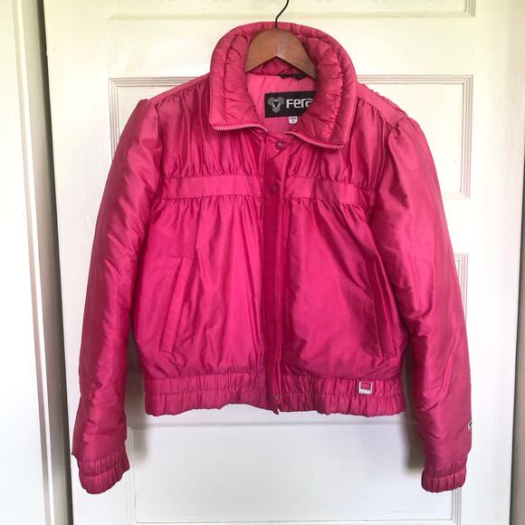 VTG 80s 90s Fera Ski Puffer Jacket Hot Pink Medium Retro Barbiecore Streetwear - Picture 1 of 8